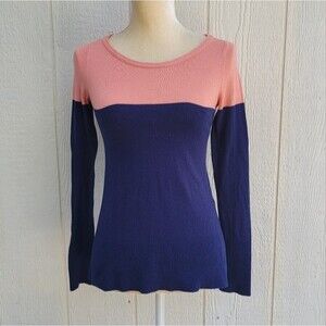Lilly Pulitzer Women's Coral Blue Color Block Pullover Sweater